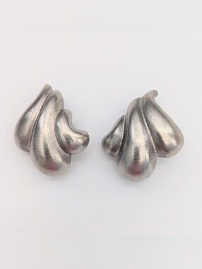 Silver-Tone Sculpted Swirl Clip-On Earrings